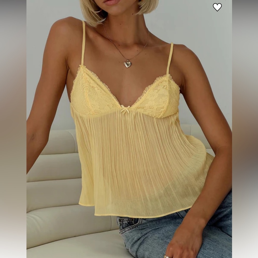 Princess Polly Zami Pleat Top Lemon
